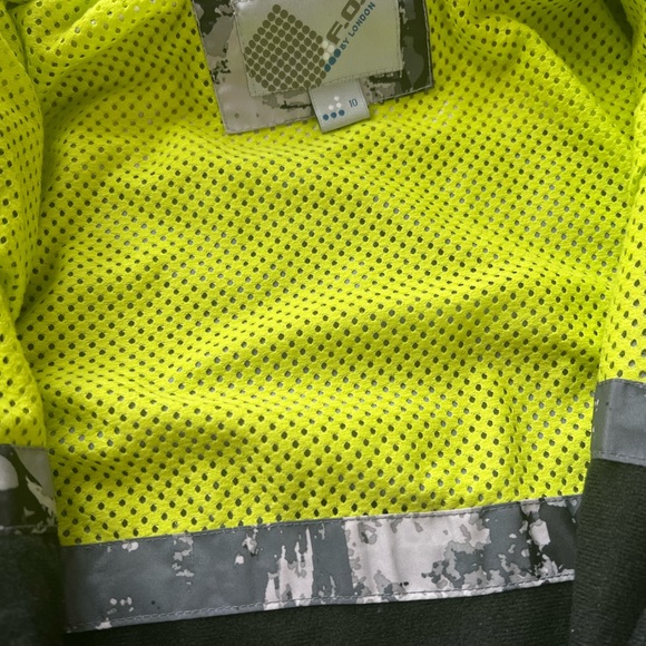 Like new boys LONDON FOG spring jacket black/grey with bright green lining sz 10 - Picture 3 of 4